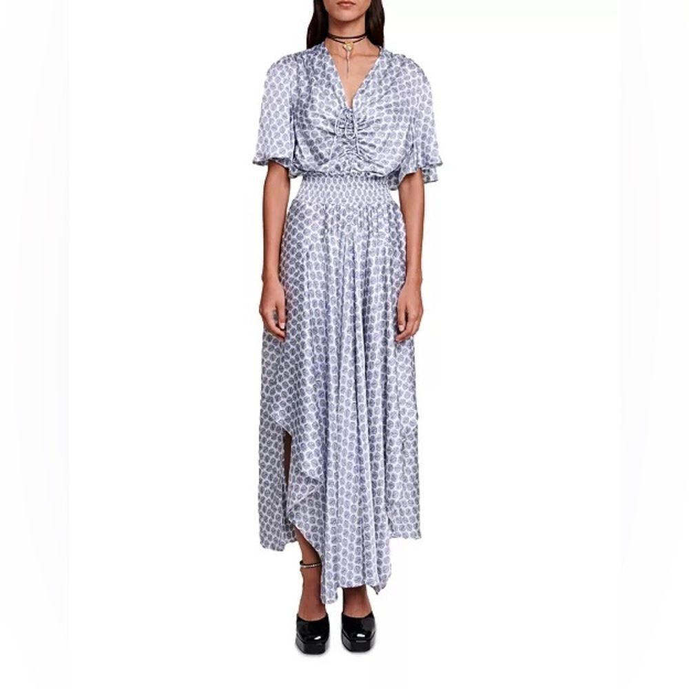 Maje Blue and White Maxi Dress Rachelona 42 NEW